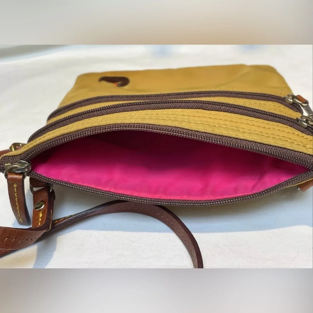 Dooney & Bourke Yellow Duck Crossbody Purse Bag w/Pink Interior